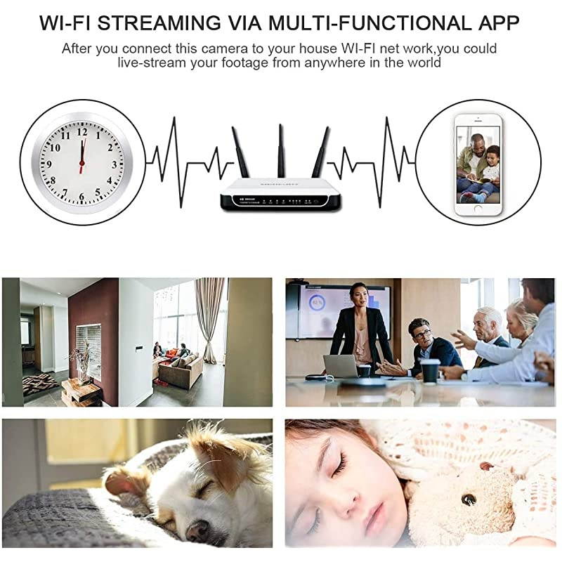 Spy Camera WiFi Wall Clock Camera, HD 1080P Nanny Cam DVR with Motion Detection,Real-Time Covert Clock Security Camera Monitor for Home and Office, No Night Vision&hellip;