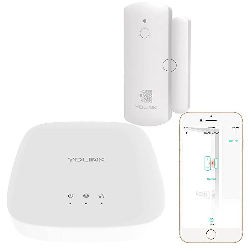 Door Sensor, 1/4 Mile World's Longest Range Smart Home Wireless Window Door Sensor Compatible with IFTTT (1 Door Sensor with Hub)