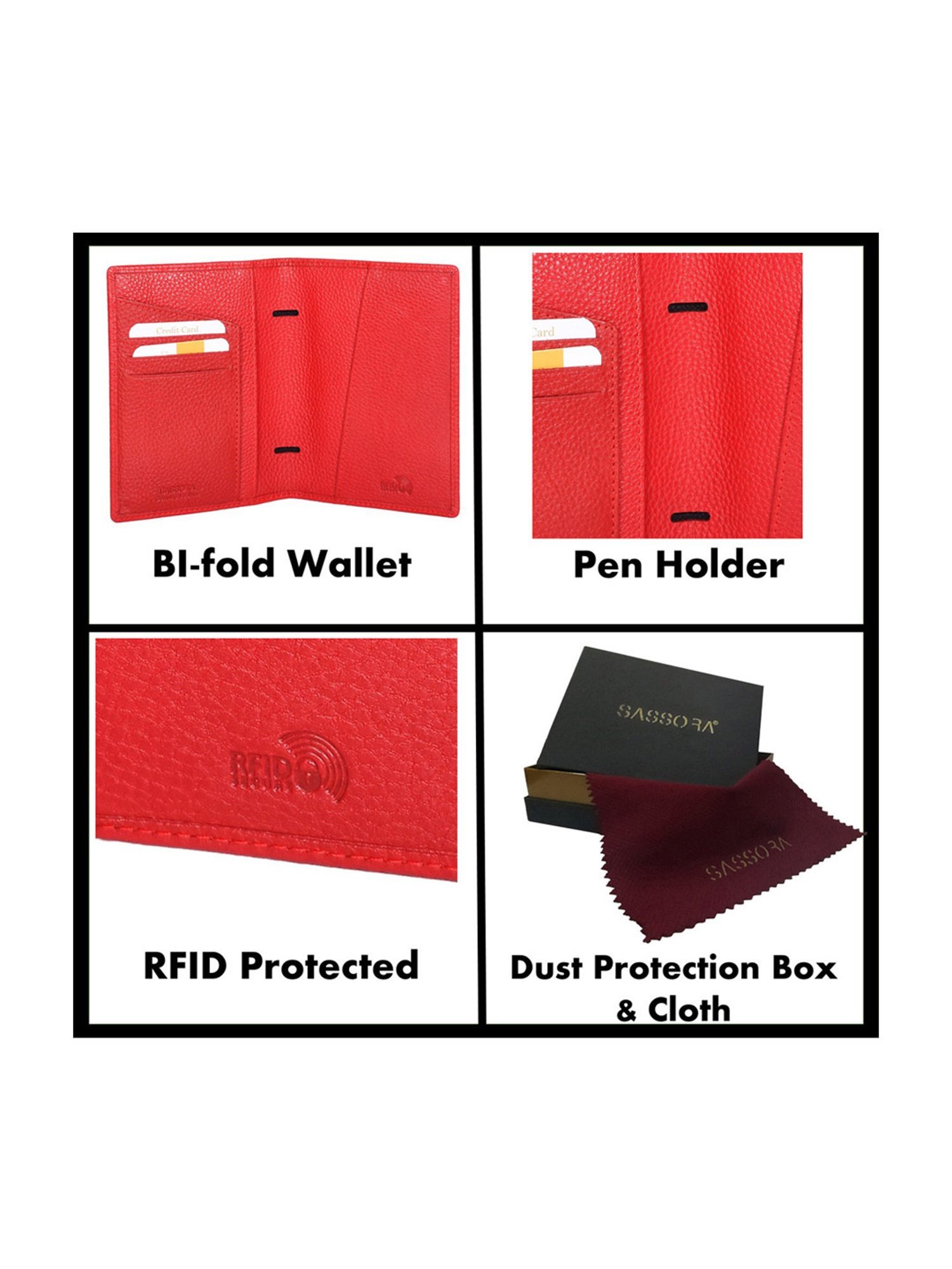 SASSORA Lyla Red Printed Leather Small Passport Holder