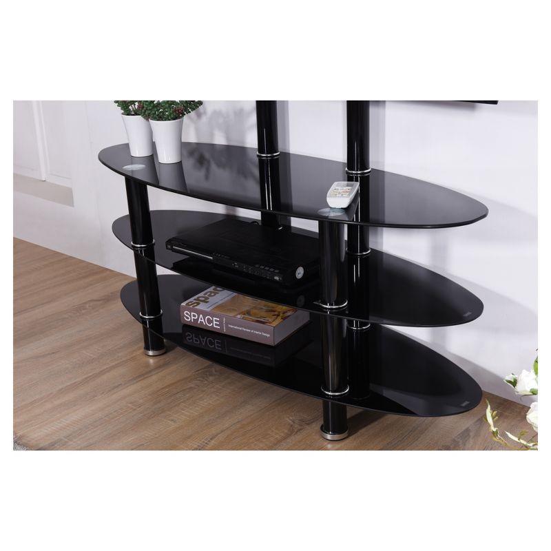 3 Shelf Glass TV Stand with Mount Black 44" - Hodedah Import
