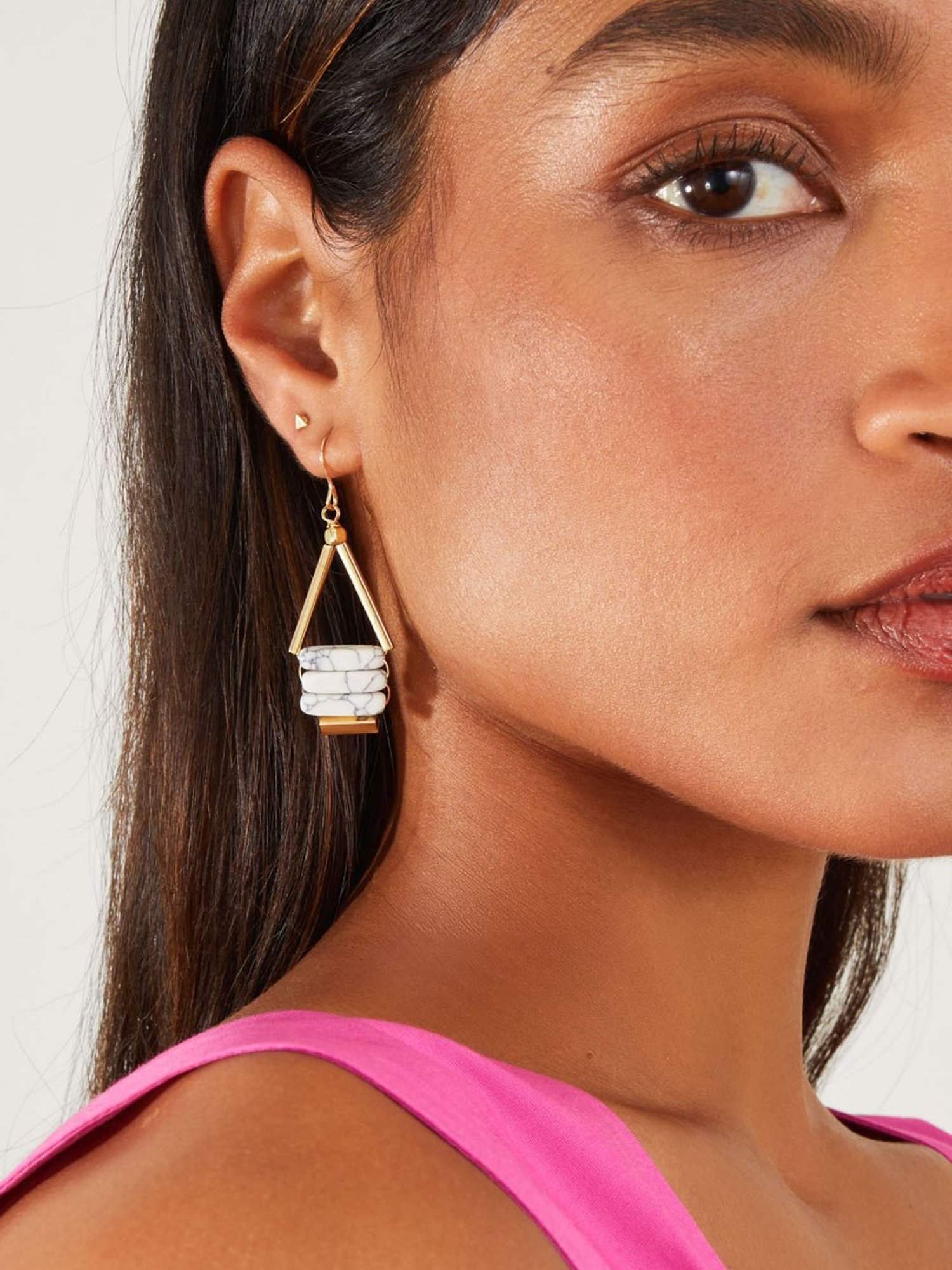 Accessorize London Triple Bar Short Drop Dangler Earrings