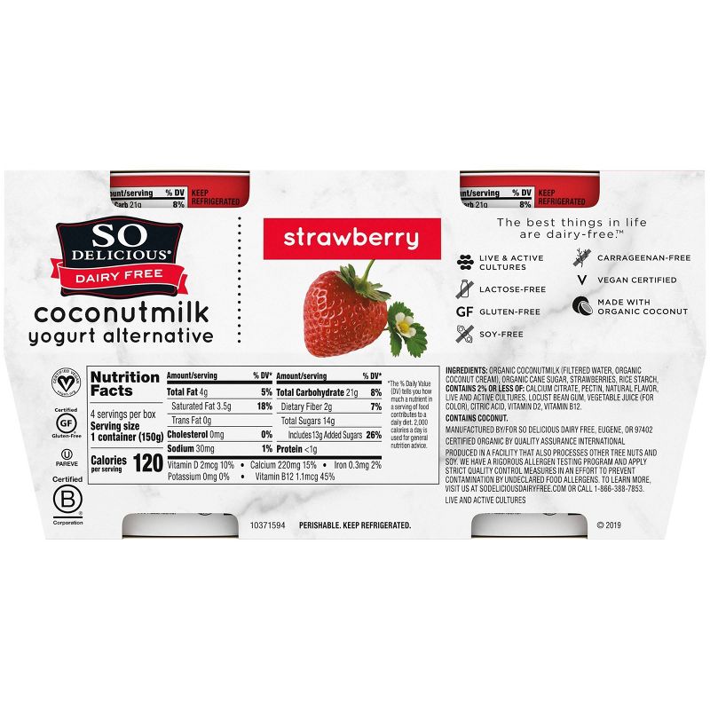 SoDelicious Strawberry Yogurt - 4pk/5.3oz Cups