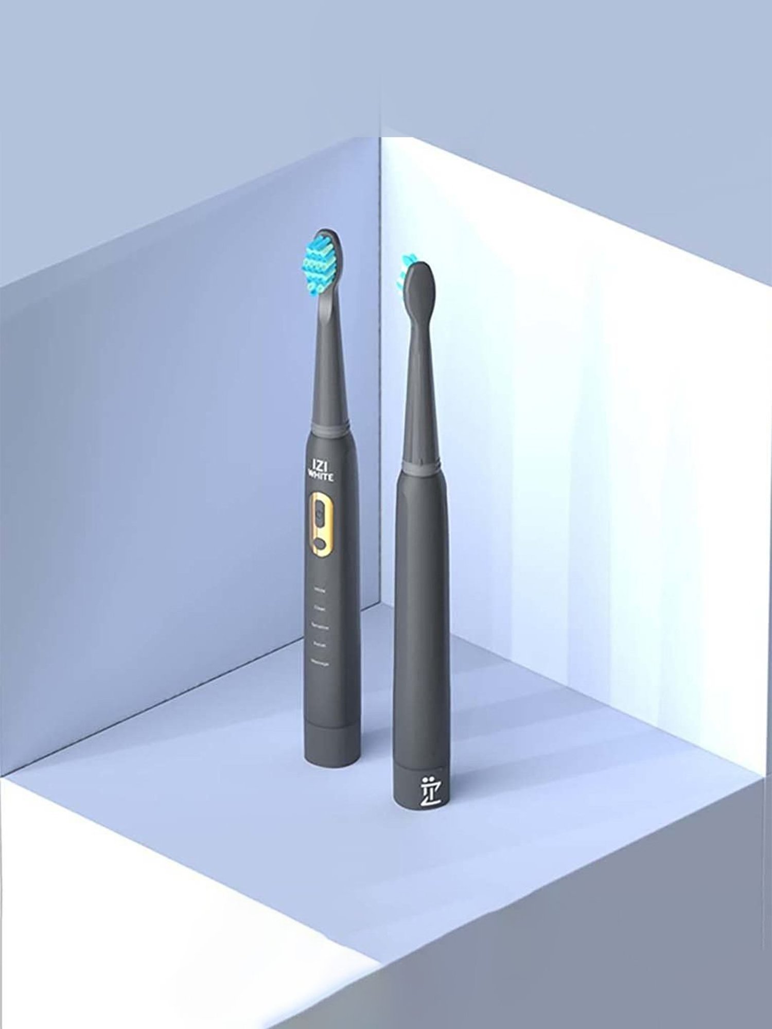 IZI White Ultra Sonic Rechargeable Whitening Electric Toothbrush - Pack of 2 (Black)