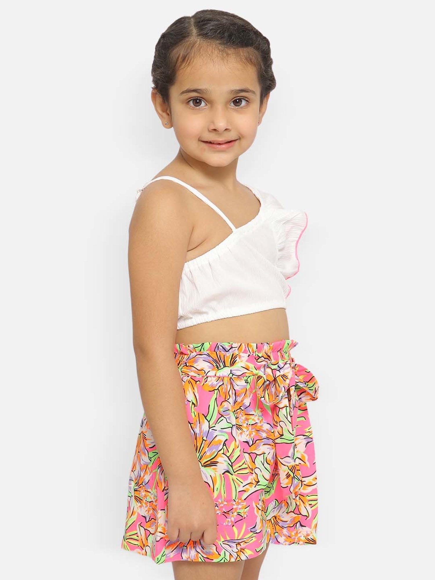 Nauti Nati Kids White Solid Top with Shorts