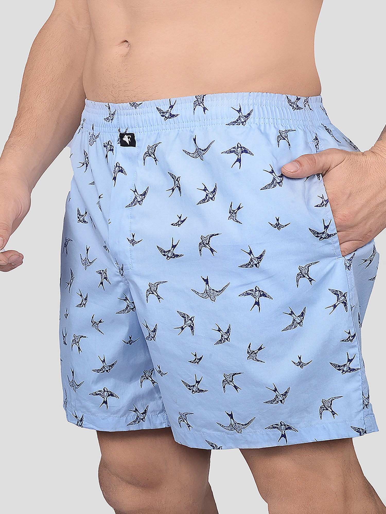 Frenchie Sky Blue Relaxed Fit Printed Boxers