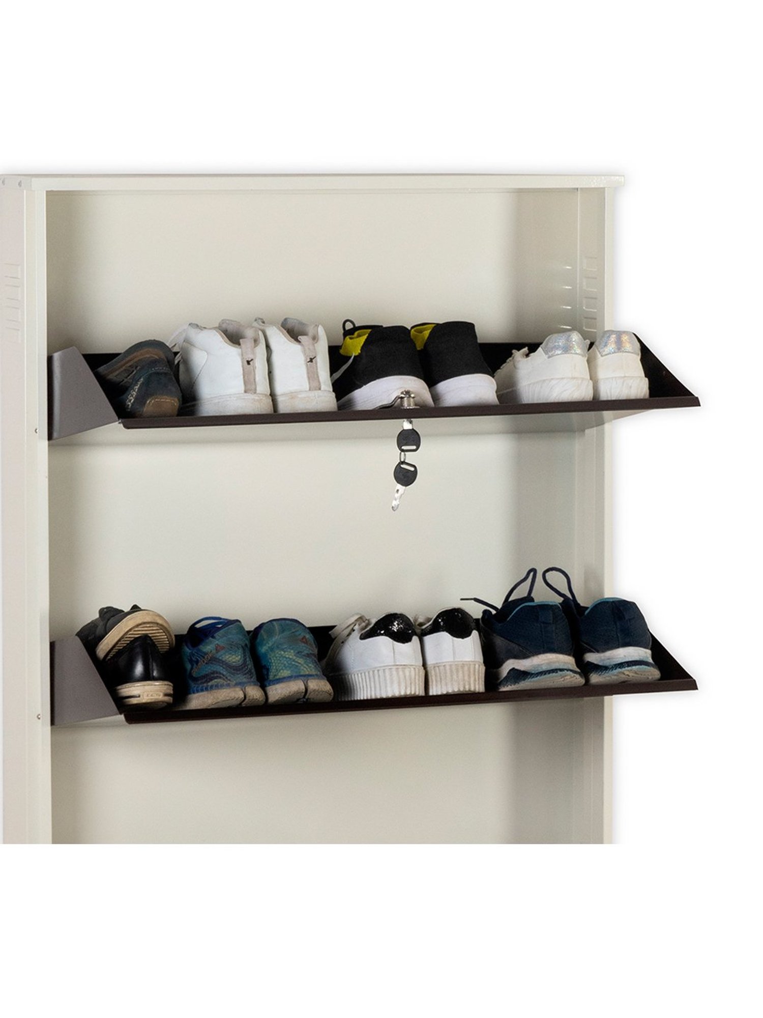 Delite Kom Metal Shoe Rack - 29" 4 Shelf, Ivory Coffee, PowderCoat, Wall Mount, DIY