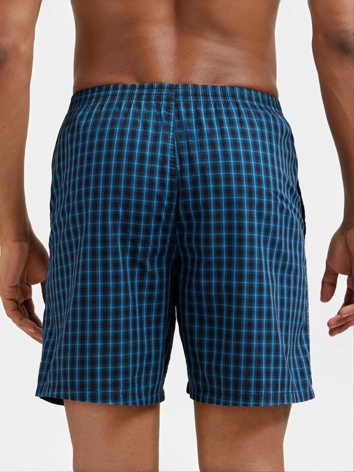 Jockey Blue & Black Regular Fit Check Boxer Shorts - Pack of 2