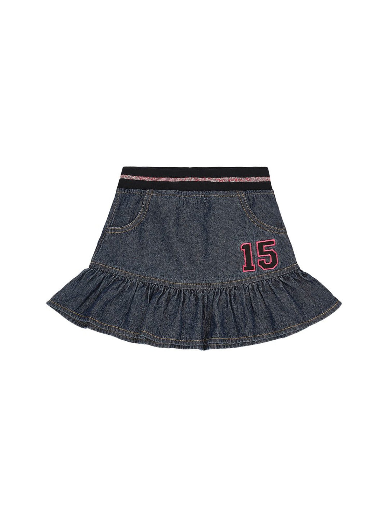 High Star Kids Blue Solid Skirt