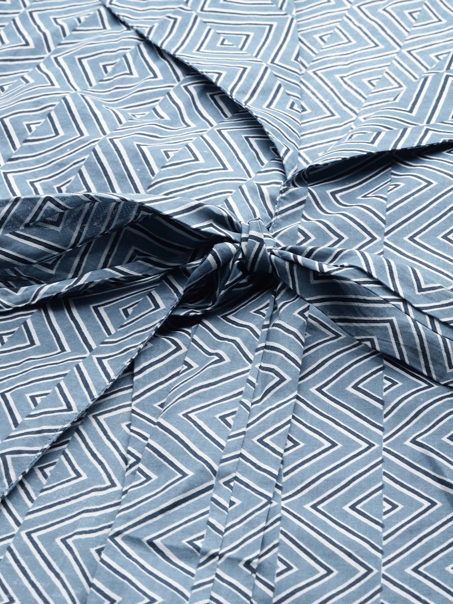 Yufta Grey Cotton Printed Tunic Pant Set