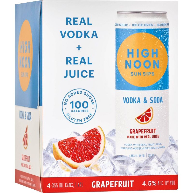 High Noon Sun Sips Grapefruit Vodka & Soda - 4pk/355ml Cans