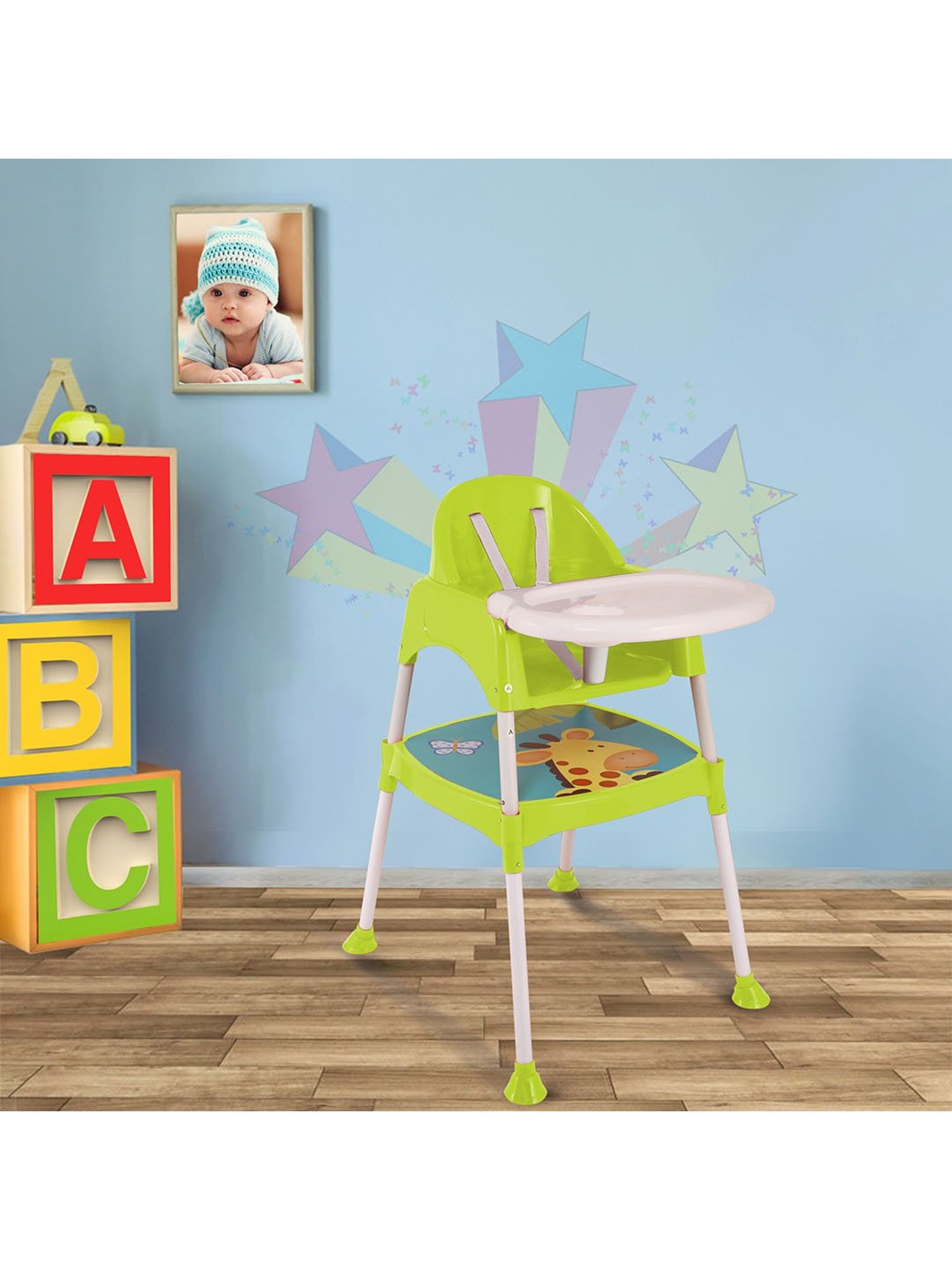 Baby Moo Giraffe Lime Green High Dining Chair