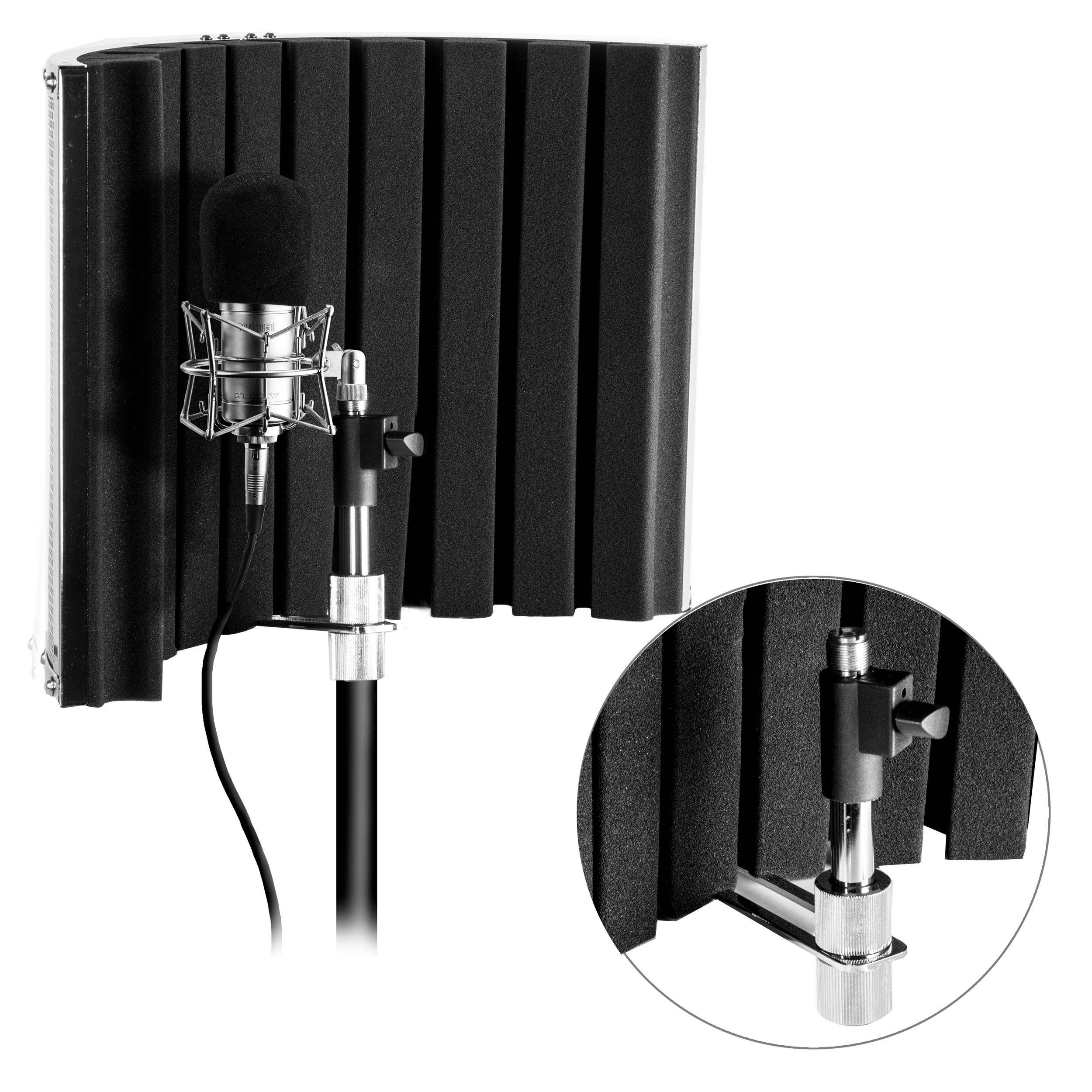 Nady MSI-16 Microphone Isolator - Reduces unwanted room noise in vocal recordings, lightweight metal with sound absorbing foam, rugged and portable, mounts to microphone