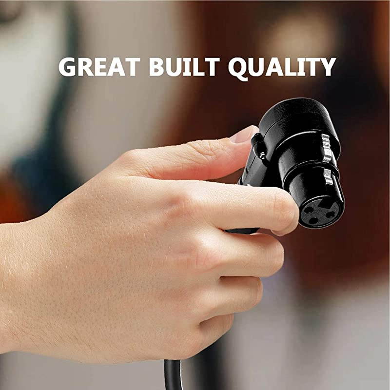 XLR Cable Male to Right Angle Female - 100 Feet Pink - Pro 3-Pin Microphone Connector for Powered Speakers, Audio Interface or Mixer for Live Performance & Recording