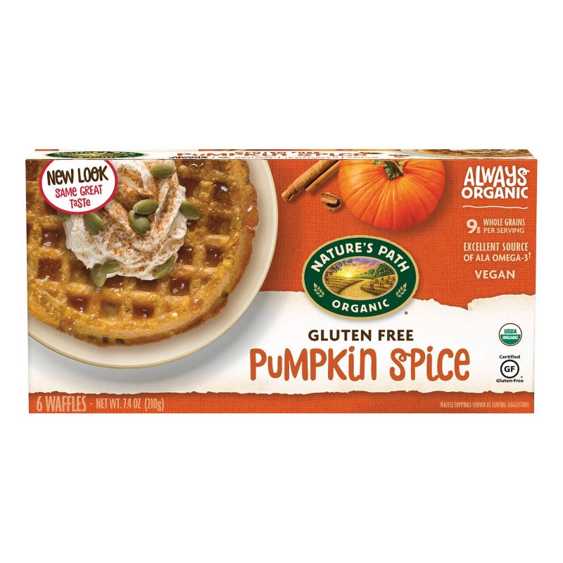 Nature's Path Organic Vegan Gluten Free Wheat Free Pumpkin Spice Frozen Waffles - 7.4oz/6ct