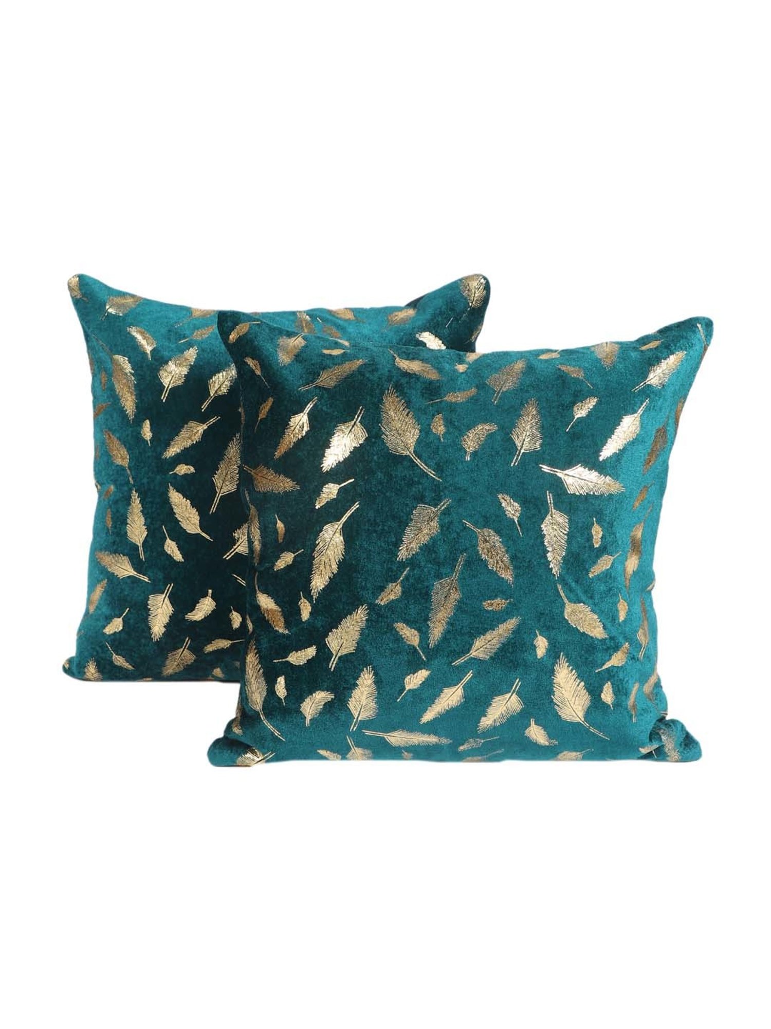 MFD HOME Furnishing Turquoise Blue Velvet Cushion Cover - Set of 2