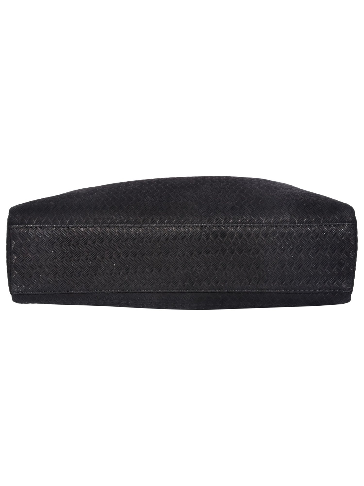 SASSORA MEI Black Leather Textured Small Hobo Bag