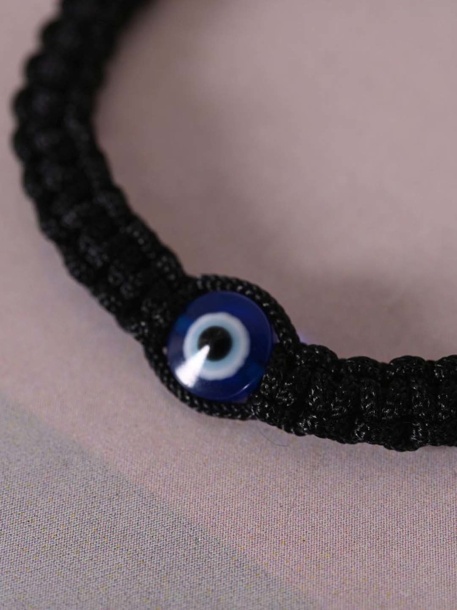 NVR Black Fabric Elasticated Bracelet for Unisex