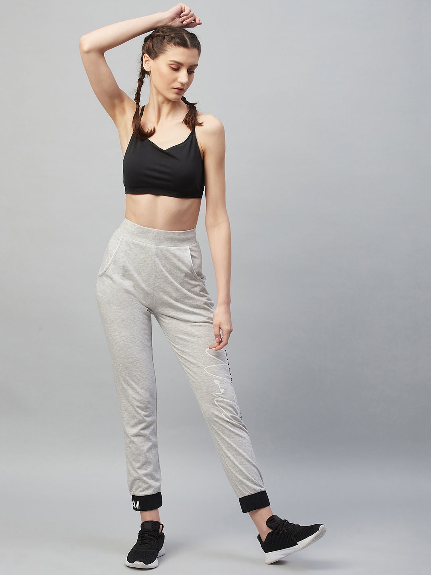 C9 Airwear Light Grey Cotton Graphic Print Joggers