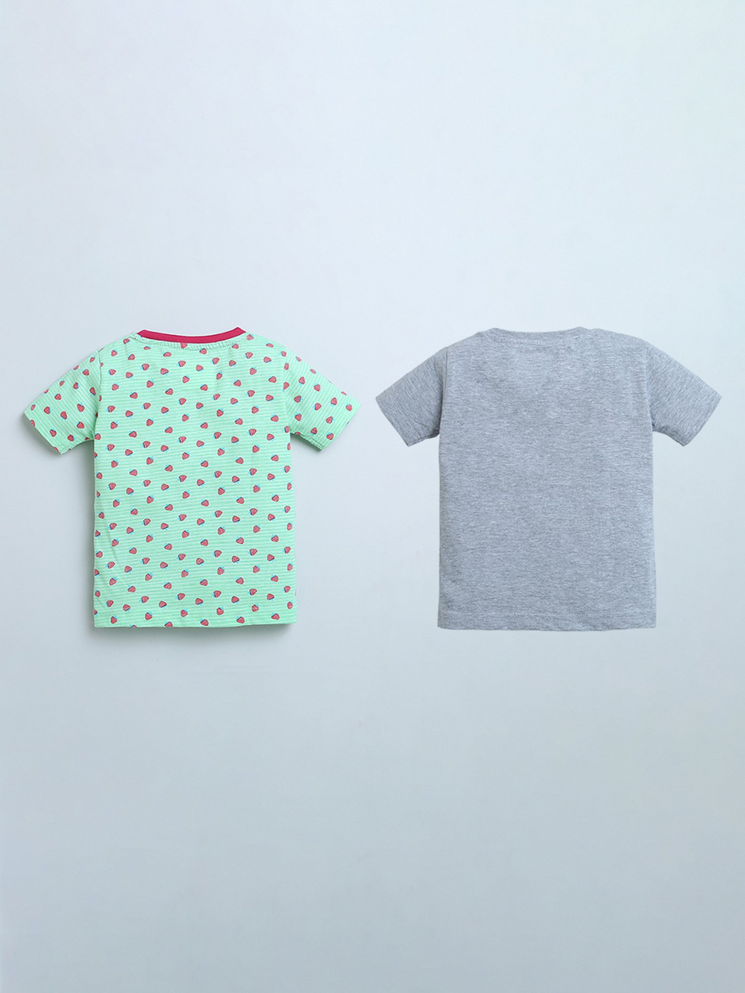 Bumzee Kids Green & Grey Printed T-Shirt (Pack Of 2)