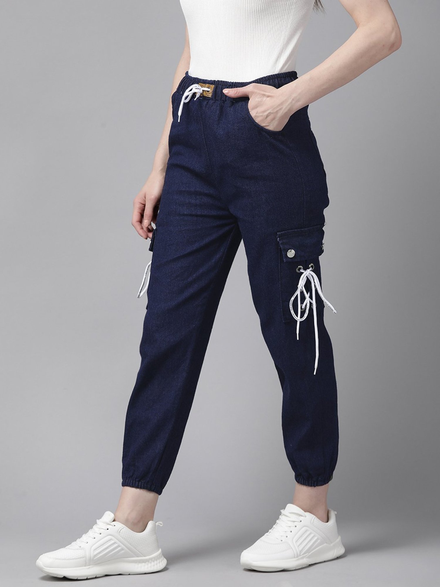 Aarika Navy Mid Rise Sports Joggers