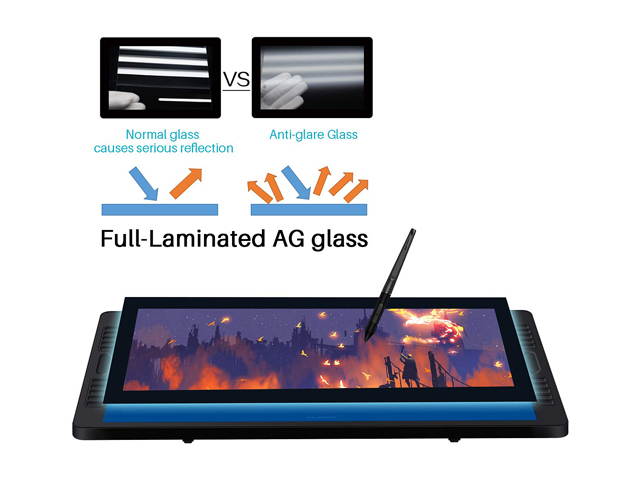 Huion Kamvas Pro 22(2019) Drawing Monitor Pen Display 21.5 Inch IPS Graphic Tablets with Screen, Full-Laminated Technology, 8192 Battery-Free Pen