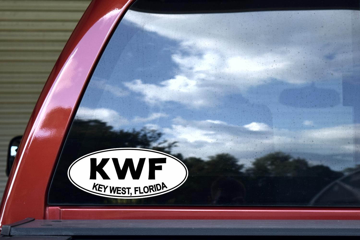 StickerTalk Oval KWF Key West Florida Vinyl Sticker, 9.5 inches by 4 inches