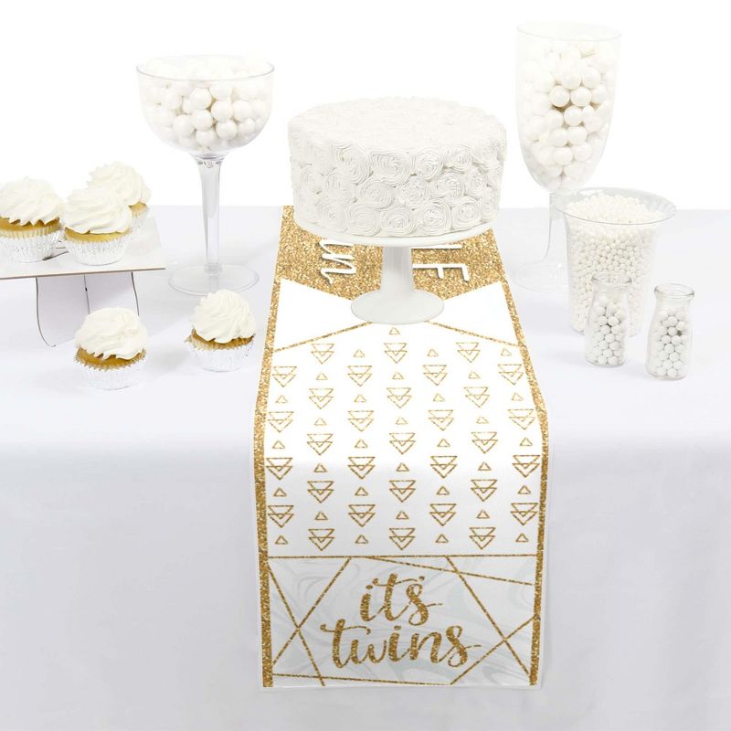 Big Dot of Happiness It's Twins - Petite Gold Twins Baby Shower Paper Table Runner - 12 x 60 inches