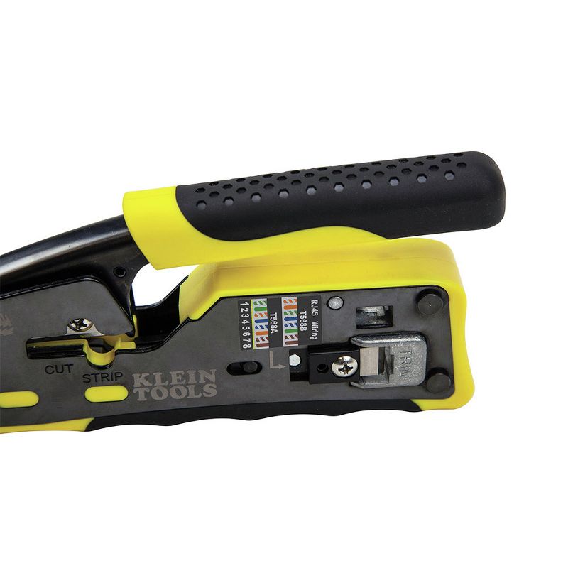 Klein Tools VDV226-110 Ratcheting Cable Crimper/Stripper/Cutter for Pass-Thru Connectors