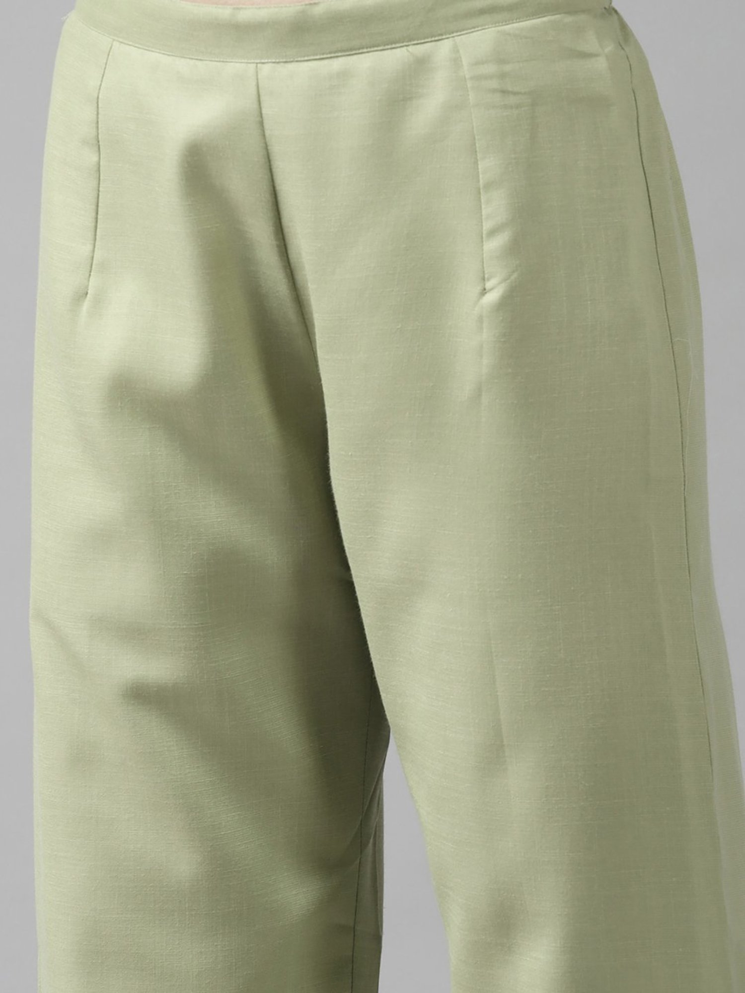 Indo Era Green Woven Pattern Kurta Palazzo Set With Dupatta