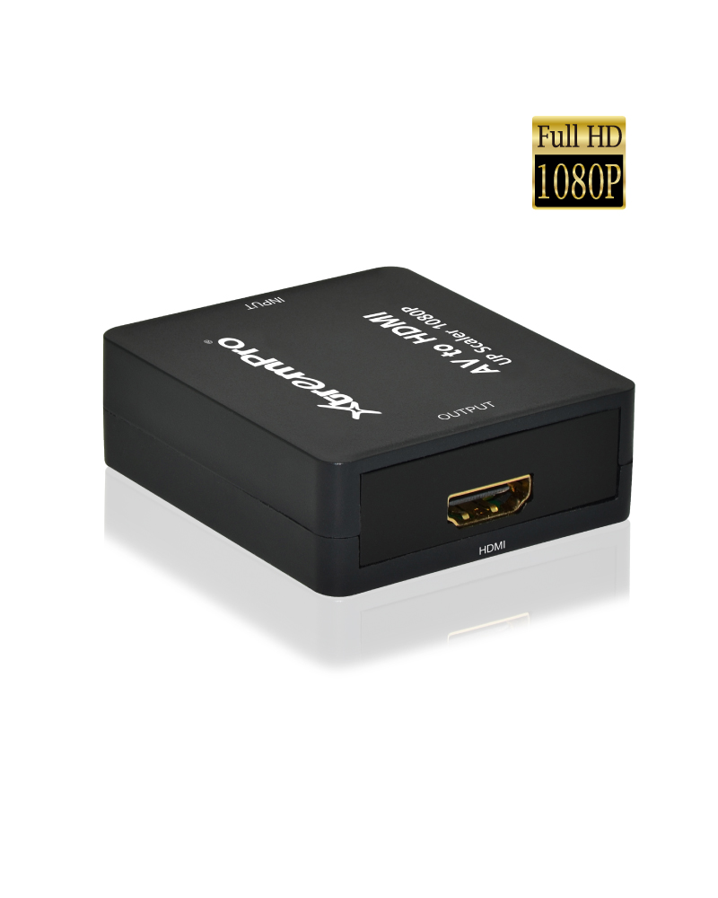 XtremPro AV to HDMI Converter Mini Coposite RCA CVBS AV to HDMI Video Audio Converter, Support PAL/NTSC w/USB Charge Cable for PC Laptop Xbox PS4 PS3 TV STB VHS VCR Camera DVD - Black (61088)