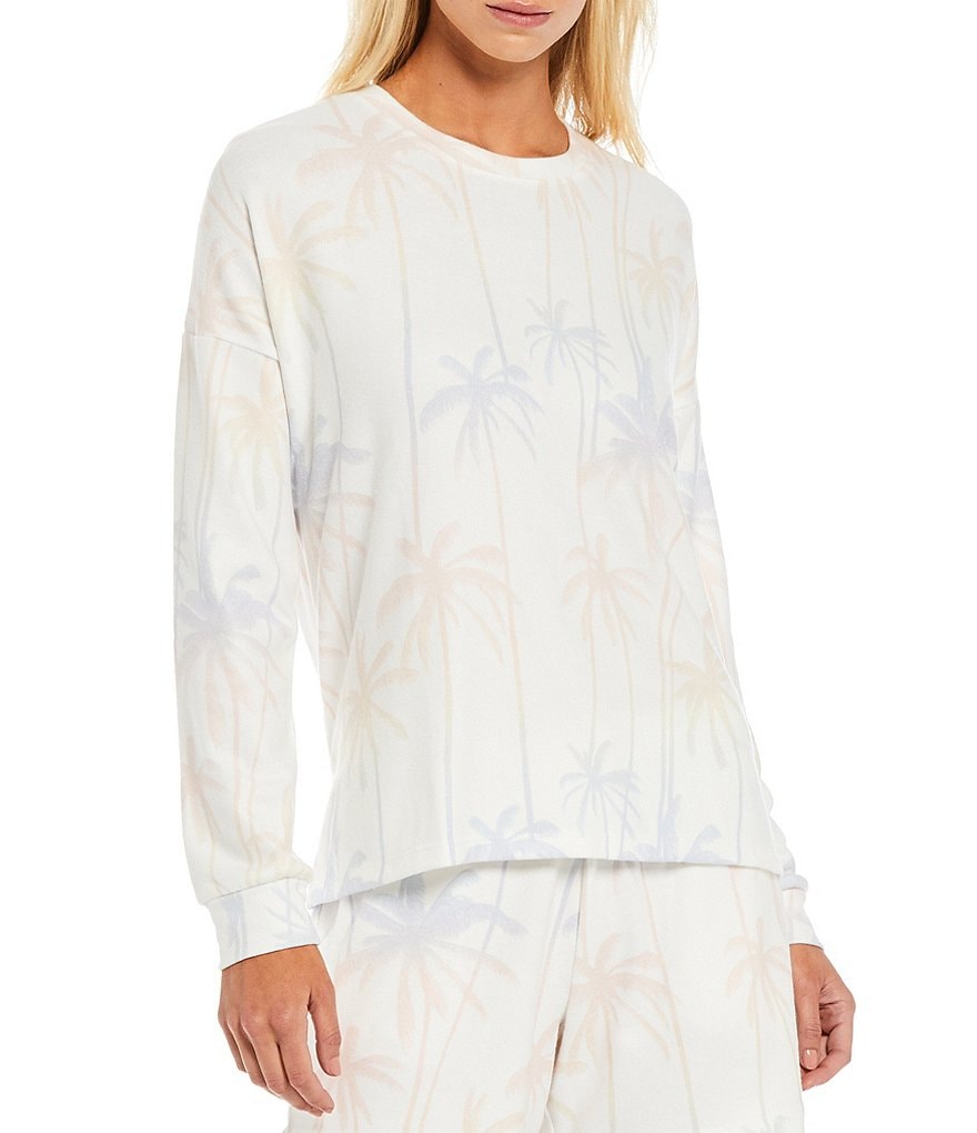 PJ Salvage Lounge Life Palm Print Peachy Knit Coordinating Sleep Top