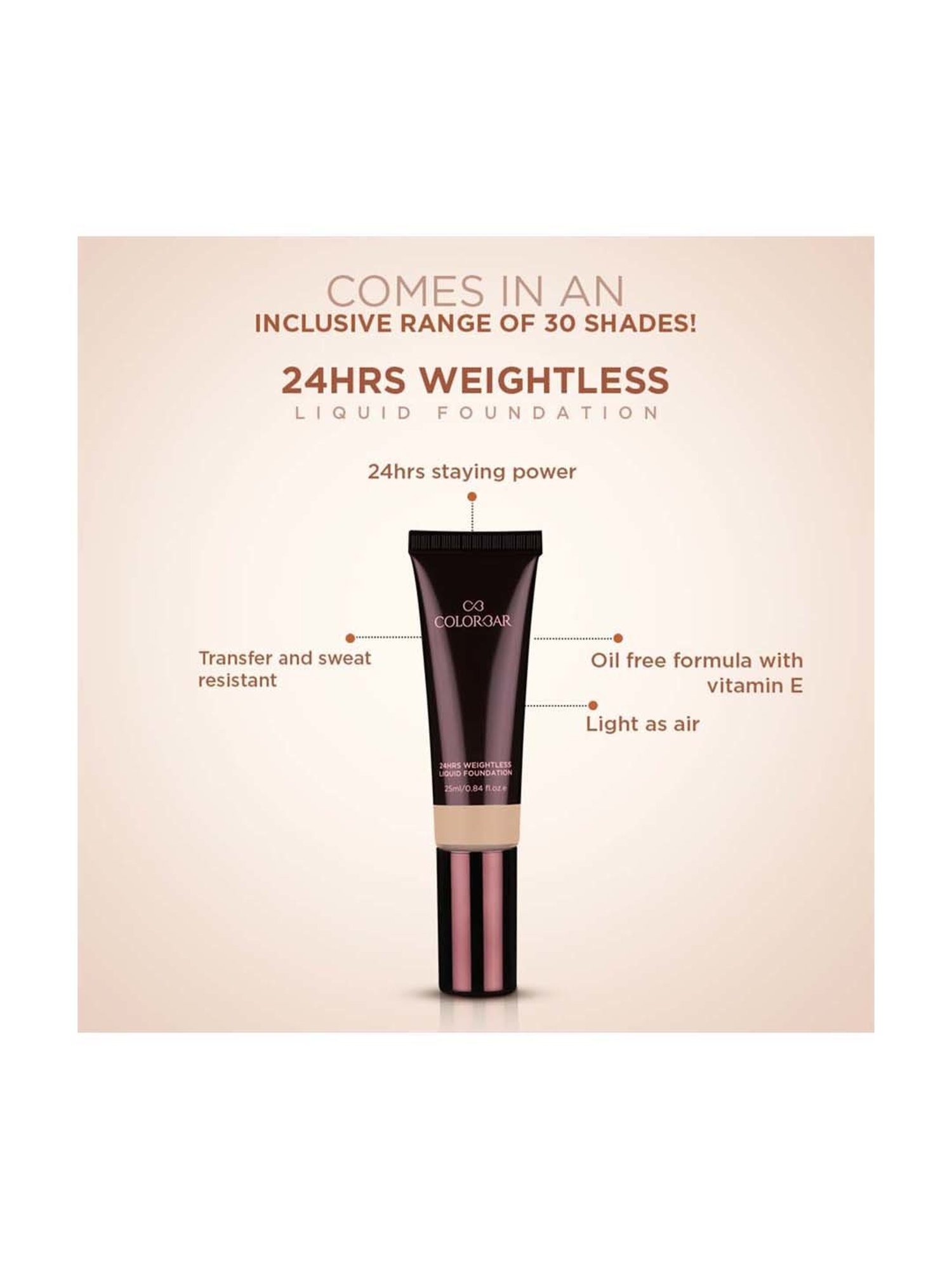 Colorbar 24Hrs Weightless Liquid Foundation FW 4.3 - 25 ml