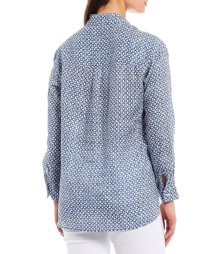 Eva Varro Animal Print Knit Jersey 3/4 Slit Sleeve Tunic