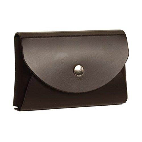 JAM PAPER Italian Leather Business Card Holder Case with Round Flap - Dark Brown - Sold Individually