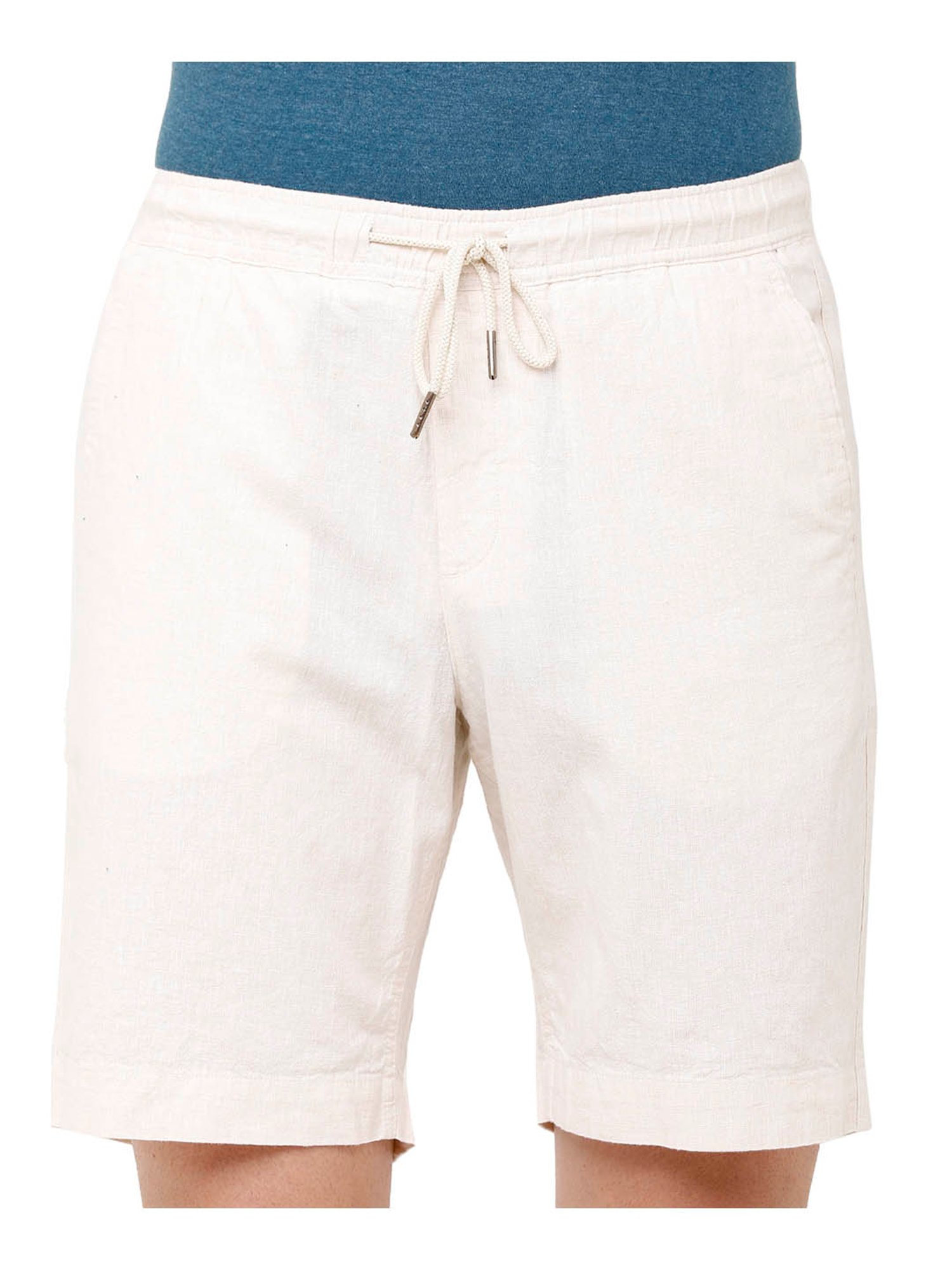 Cavallo By Linen Club Off White Slim Fit Shorts