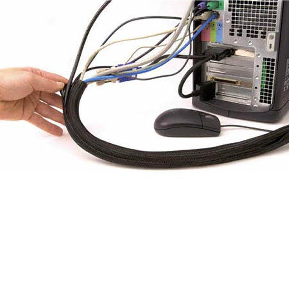 1/8" F6 Flame Retardant Braided Wrap Around Sleeving - 50FT - Black