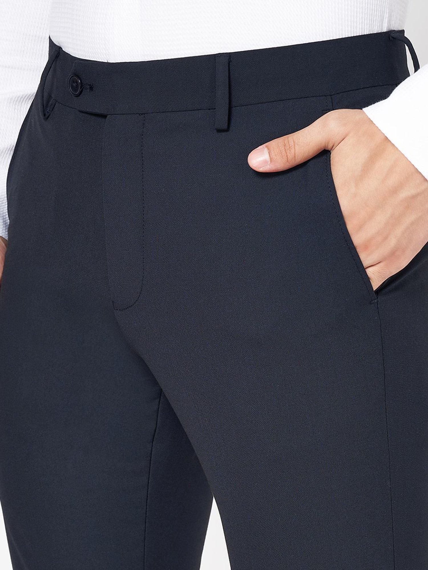 Peregrine By Pantaloons Navy Slim Fit Trousers