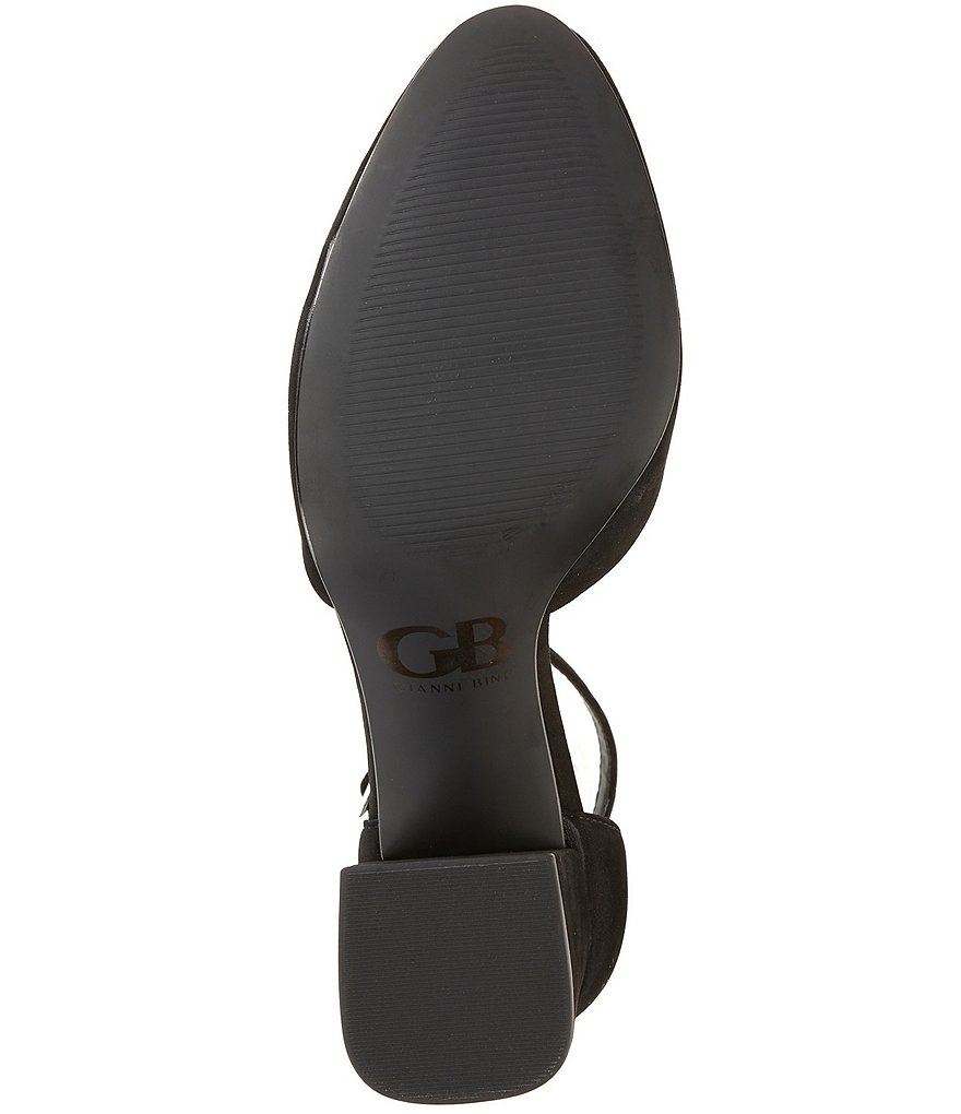 GB New-Lewk Suede Ankle Strap Block Heel Pumps