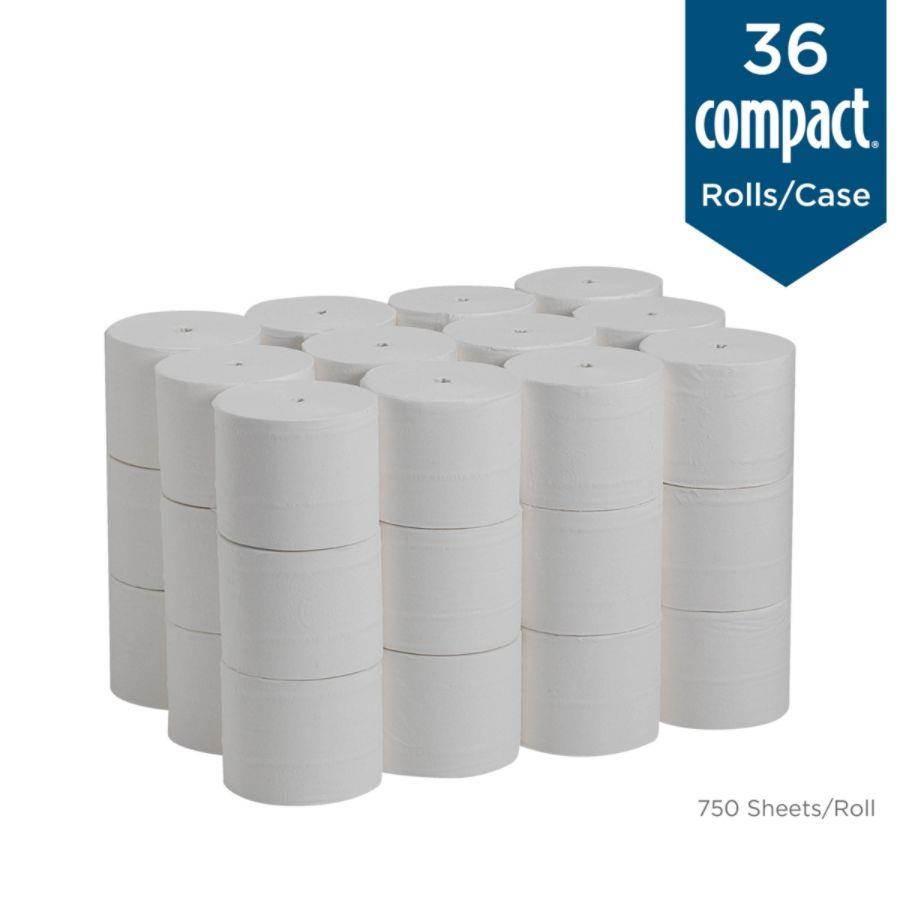 Angel Soft ps&reg; Compact&reg; Coreless 2-Ply Premium Embossed Bathroom Tissue, 750 Sheets Per Roll, Case Of 36 Rolls