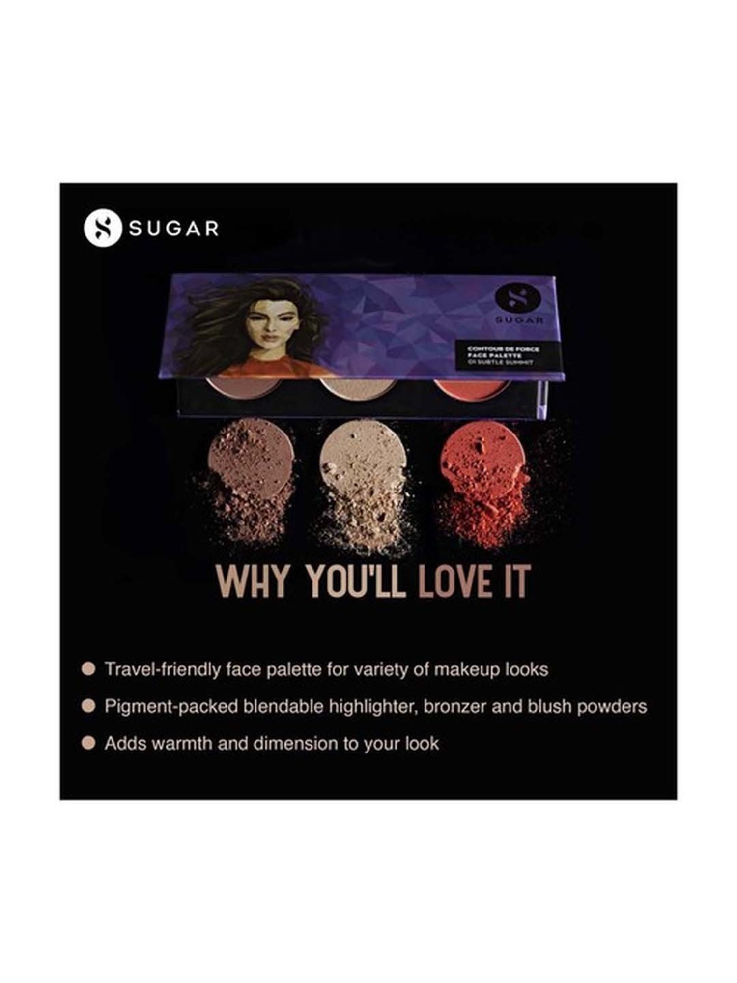 Sugar Cosmetics Contour De Force Face Palette 03 Fierce Feat - 12.5 gm