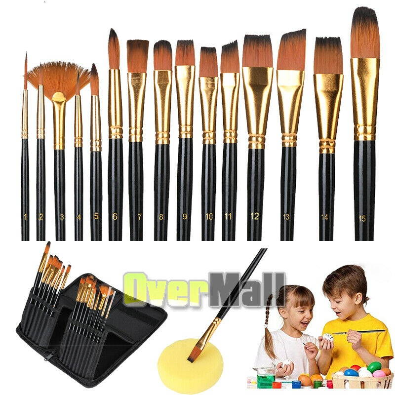 Professional Paint Brush Round Pointed Tip Nylon Hair Artist Acrylic Watercolor