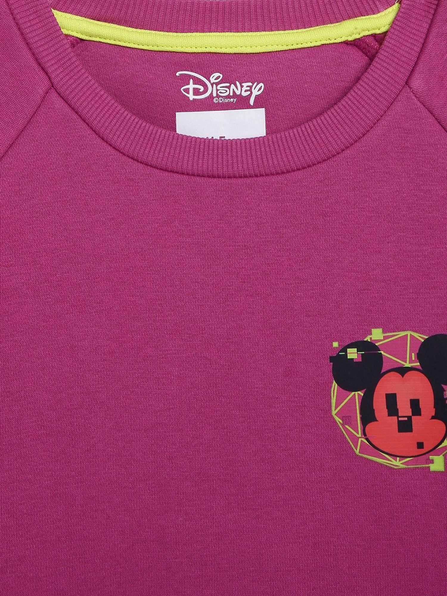 Blue Giraffe Kids Pink Printed Full Sleeves Mickey Sweatshirt