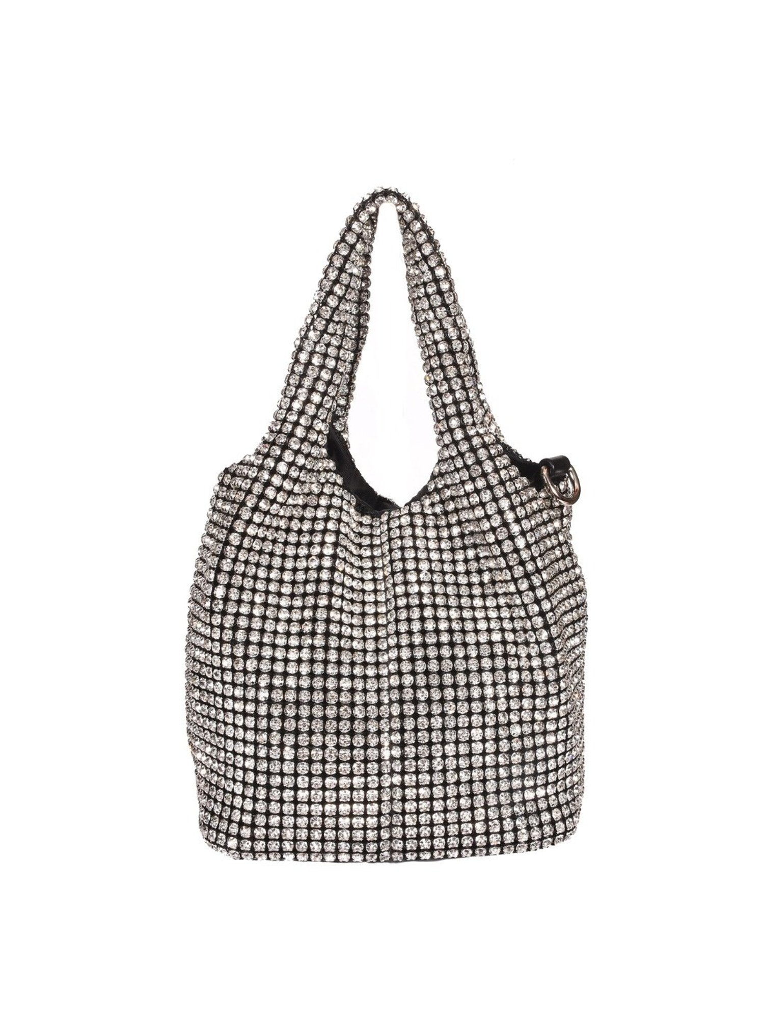 SASSORA RIM Silver Leather Embellished Medium Handbag