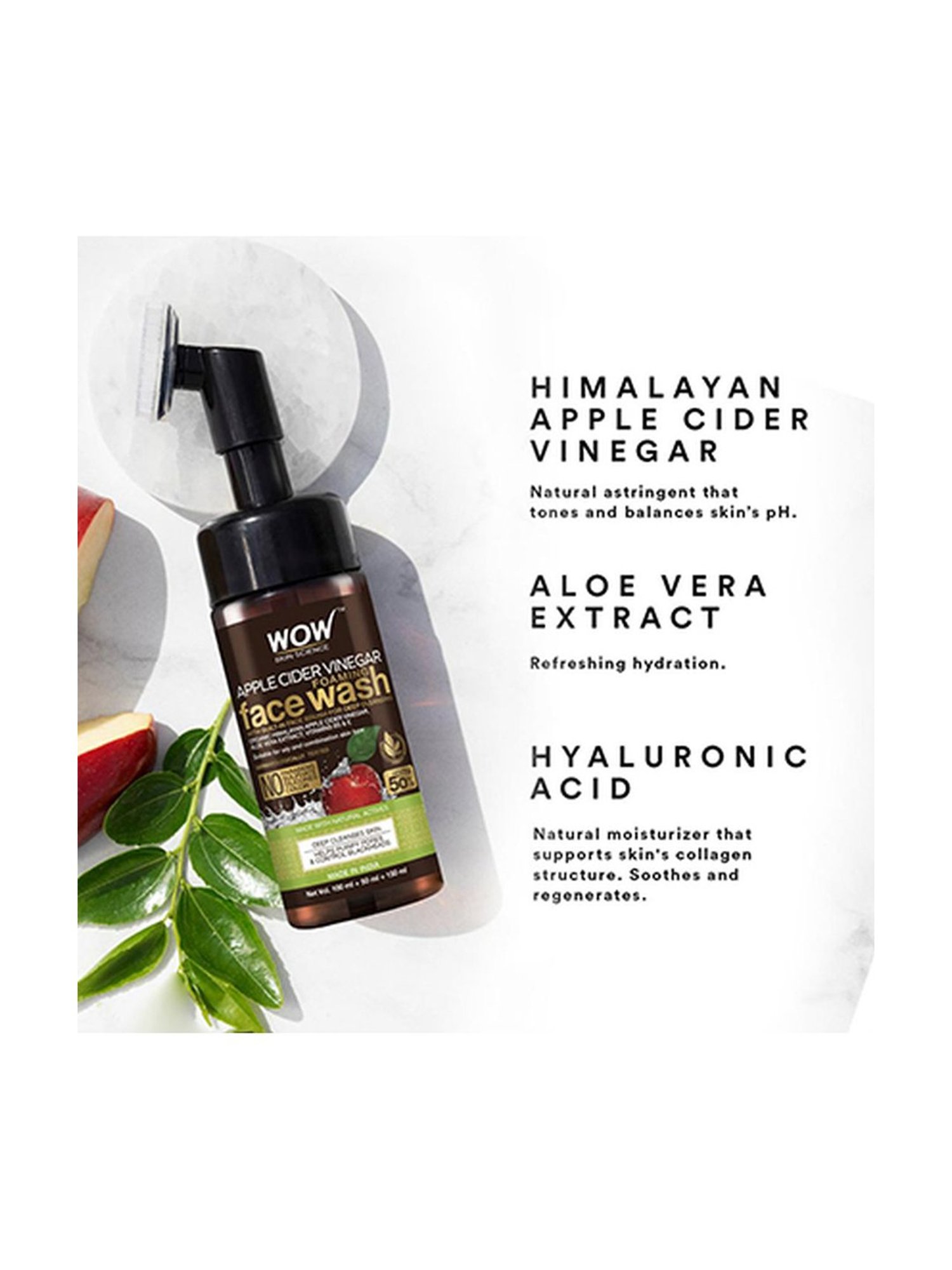 WOW Skin Science Apple Cider Vinegar Foaming Face Wash - 150 ml