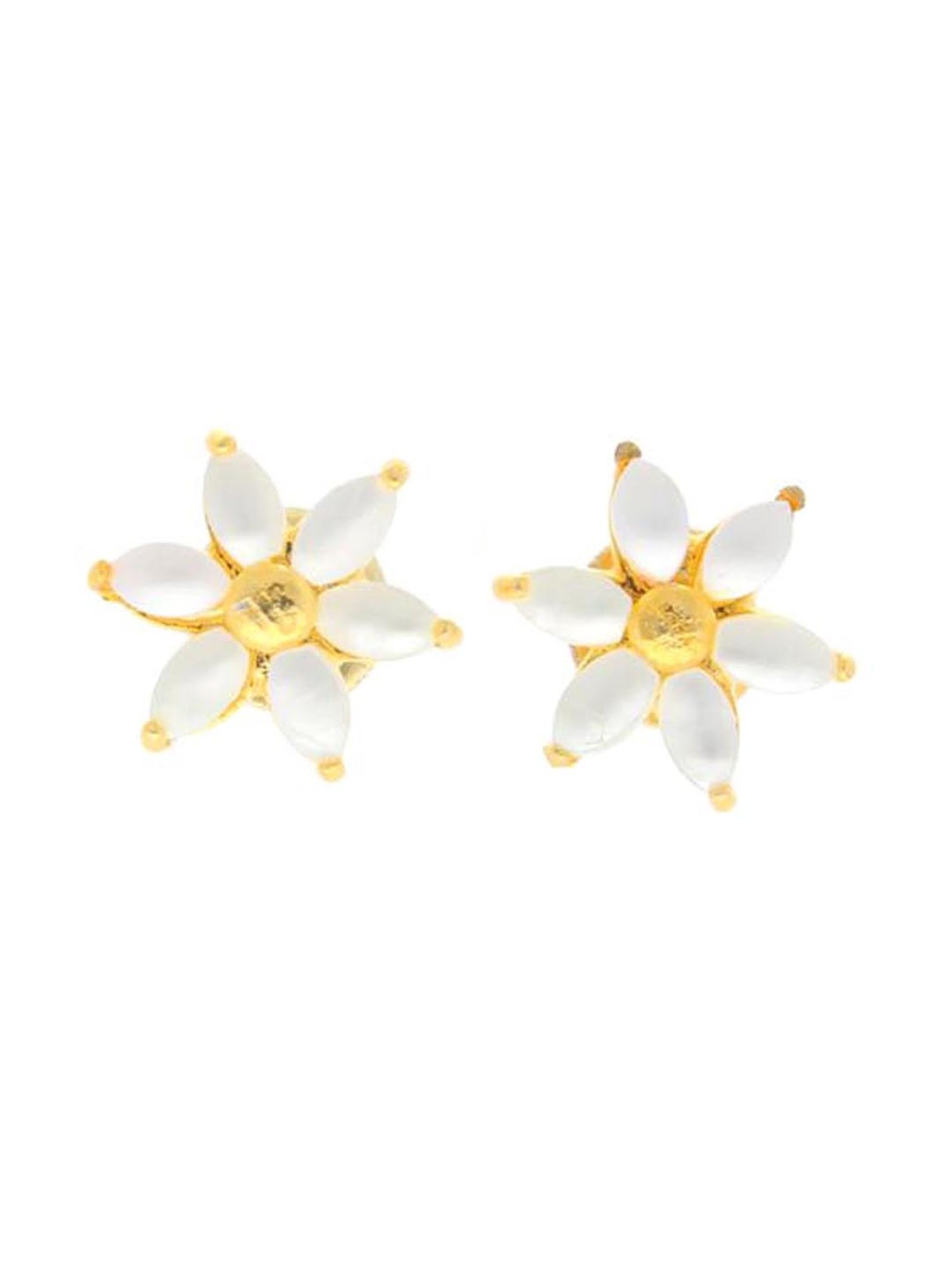 Sri Jagdamba Pearls Adore Golden & Pearl White Alloy Stud Earrings