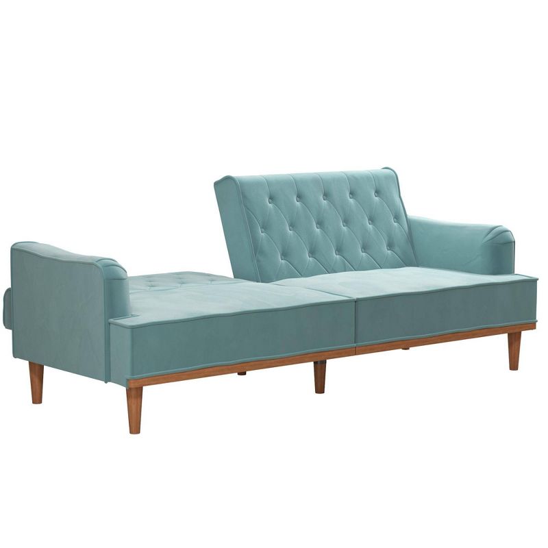 Stella Vintage Convertible Sofa Bed Futon Teal Velvet - Mr. Kate