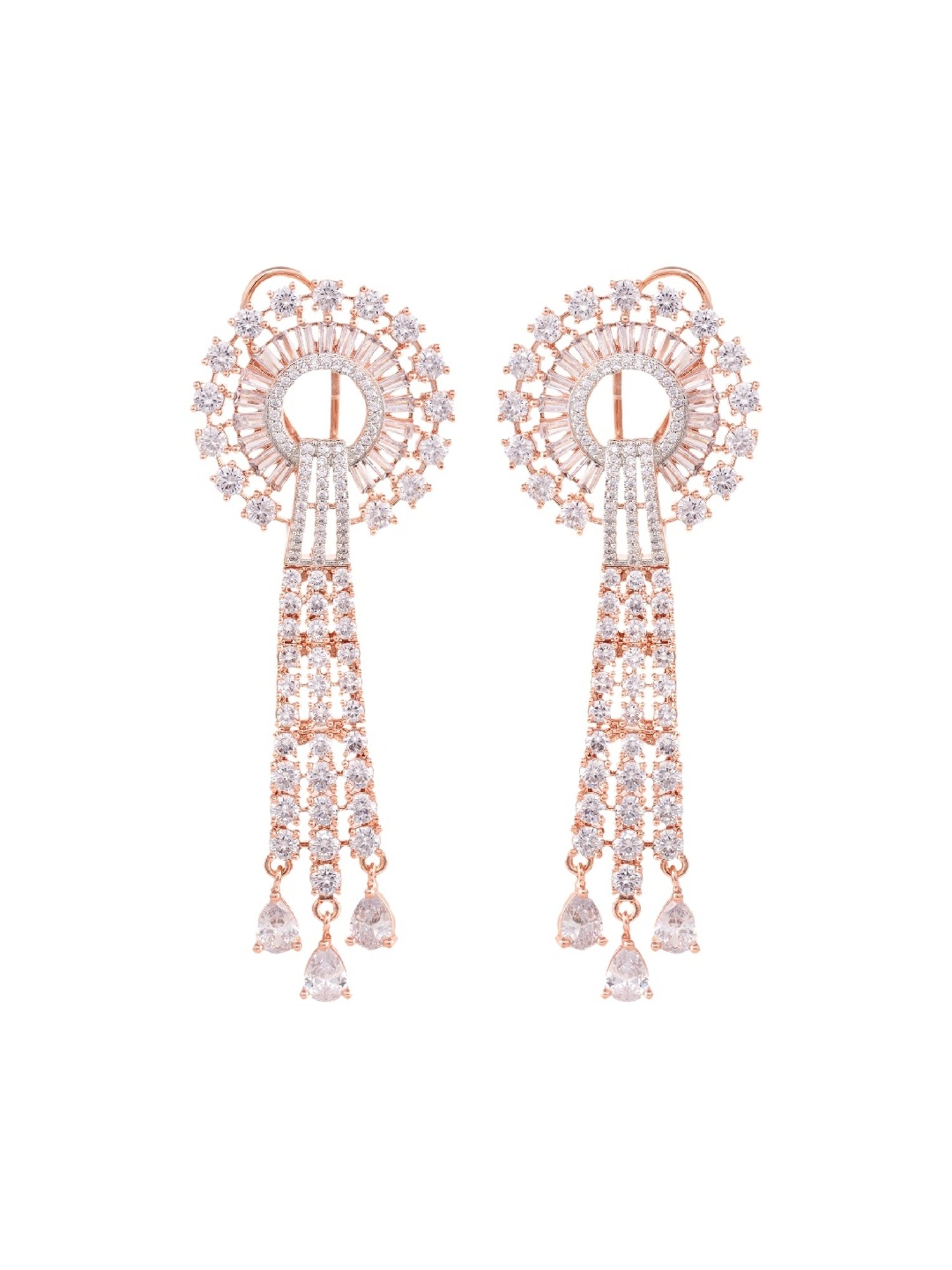 Saraf RS Jewellery Rose Gold White AD studded Earrings