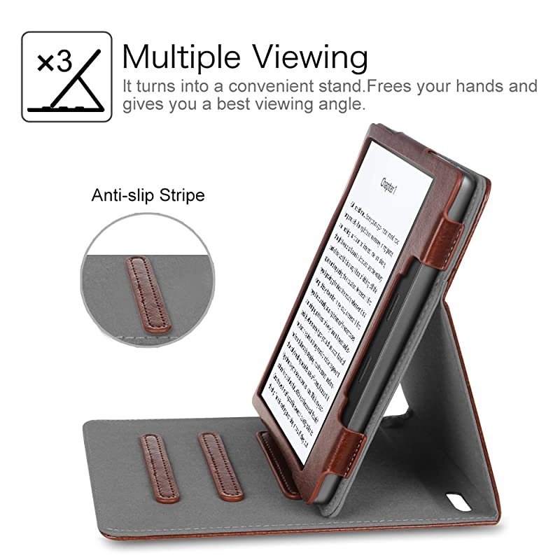 Flip Case for Kindle Oasis 10th and 9th Gen 2019 2017 Release Multi Angle Hands Free Viewing Stand Cover Auto Wake Sleep Function for 2017 Version Only Not for 2019 Version Brown