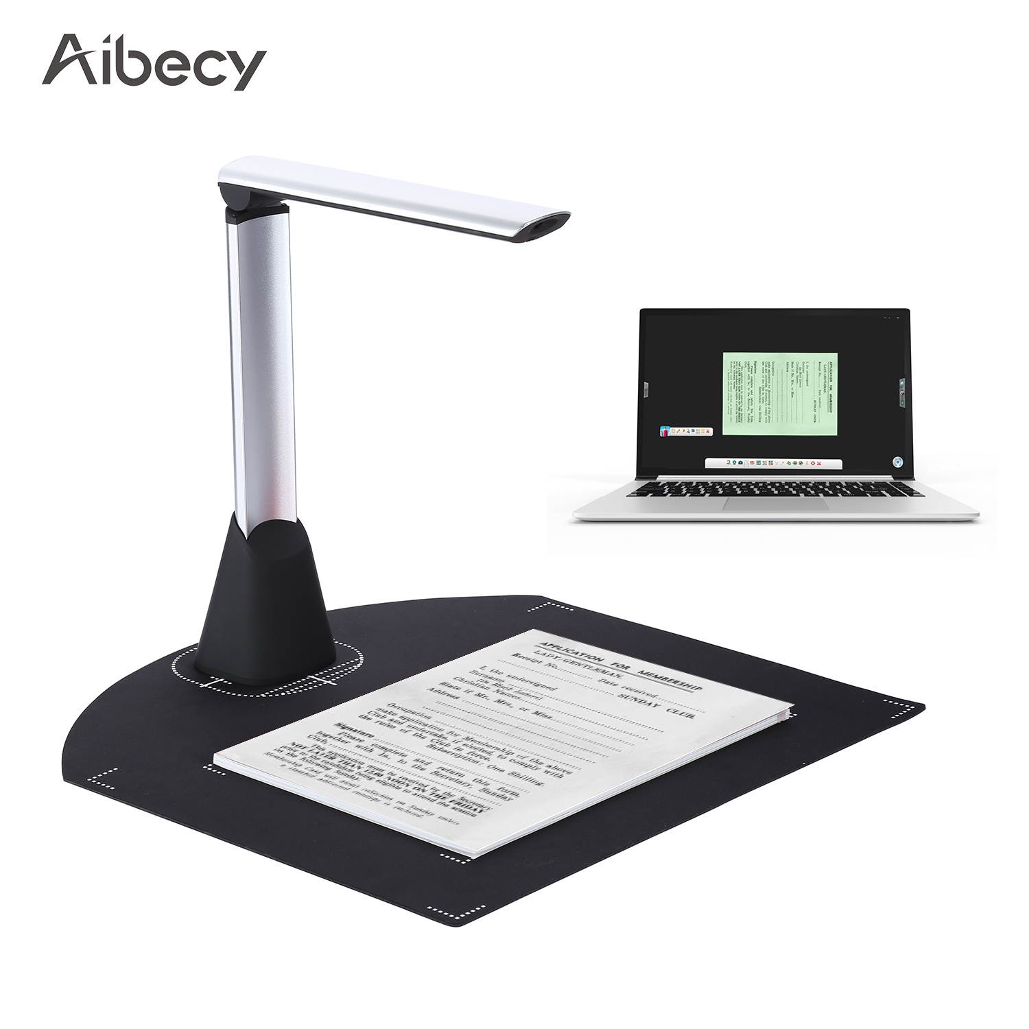 Aibecy BK35 Document Camera Scanner 8 Mega-Pixel HD Camera A4 Capture Size with LED Light Teaching Software for Classroom Teachers Online Teaching Distance Learning Education