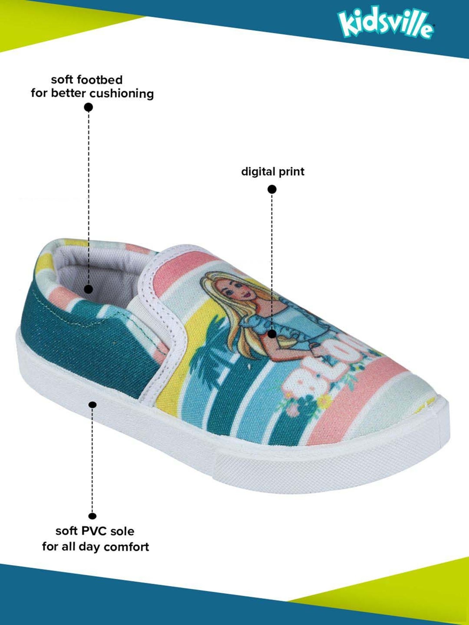 Kidsville Girls Green Casual Wear Shoe